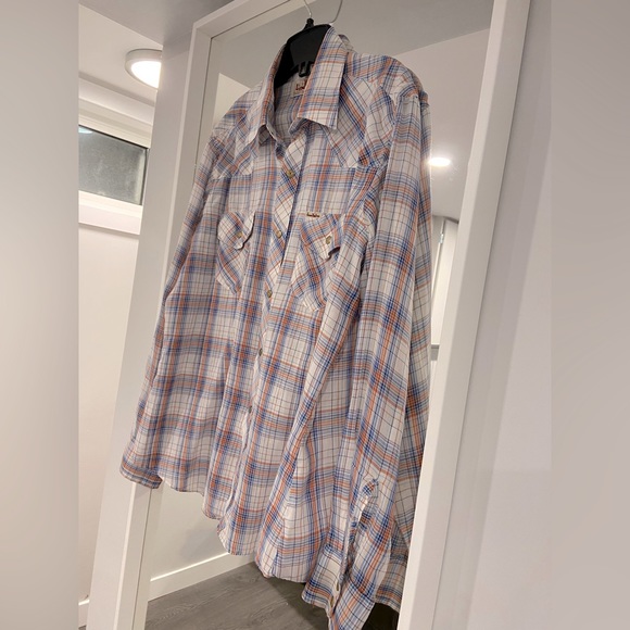 Vintage 1970-80s Landlubber Plaid Bullet Snaps Western Shirt - Picture 2 of 7